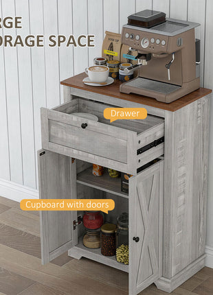 Farmhouse Sideboard Storage Cabinet with Doors and Drawer for Kitchen, Living room, 23.5"x11.75"x34.5", Light Gray