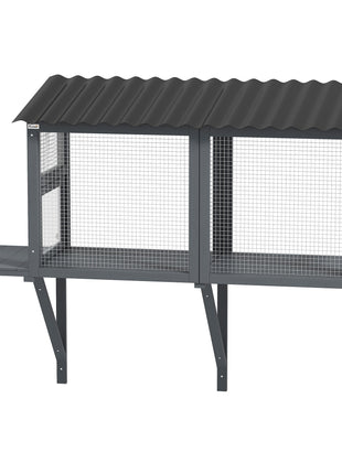 Wooden Cat Catio, Outdoor Cat Enclosure Window Perch with Jumping Platform, for Safely Enjoying Outdoor Sights, Gray