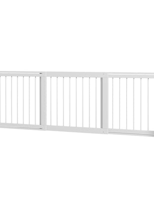 28"-75" Freestanding Wooden Pet Gate with Support Feet & Non-Slip Mats for Indoor, Stairway, Doorway, White