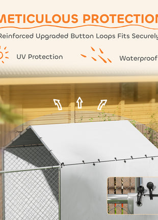 Galvanized Chain Link Large Outdoor Dog Kennel with Waterproof & UV-Resistant Cover, for M&L Dogs, 13.1' x 7.5' x 7.5'