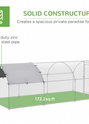 Large Chicken Coop Metal Chicken Run with Waterproof and Anti-UV Cover, Dome Shaped Walk-in Fence Cage Hen House for Outdoor and Yard Farm Use, 1" Tube Diameter, 9.2' x 18.7' x 6.5'