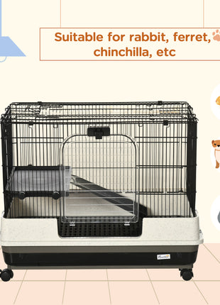 2-tier Compact Platform Rolling Small Animal Rabbit Cage for Hamsters, Chinchillas & Gerbils with a Large Living Space