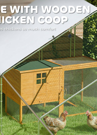 Large Chicken Coop with Waterproof and Anti-UV Cover, Spire Shaped for Outdoor and Yard Farm Use, 39' x 10' x 6.4'