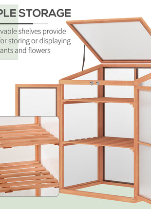 Wooden Cold Frame Greenhouse Small Mini Planter Box, 30" L x 24" W x 44" H, Natural