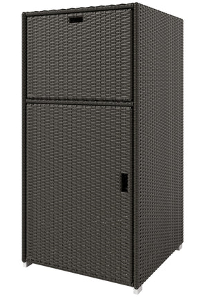 Outdoor Towel Rack for Pool w/ Drawer & Cabinet, Dark Brown