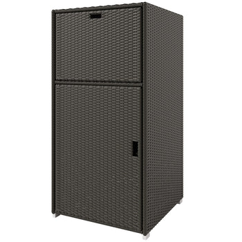 Outdoor Towel Rack for Pool w/ Drawer & Cabinet, Dark Brown