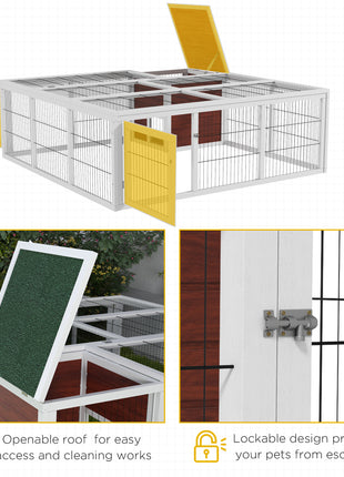 64" Wooden Outdoor Rabbit Hutch Playpen Tortoise House Habitat with Run and Enclosed Cover