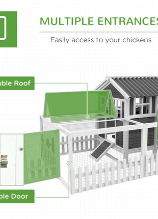 Wooden Chicken Coop with Run for 1-2 Chickens, 68" x 59" x 42"