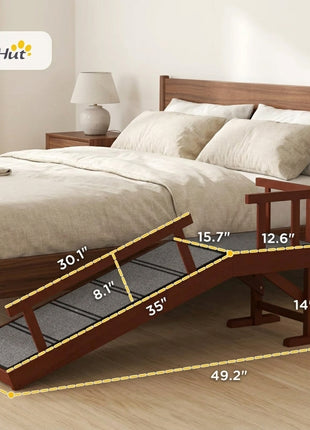 Wooden Dog Ramp with Removable Guardrails, Non-Slip Surface, 49" Long, Brown