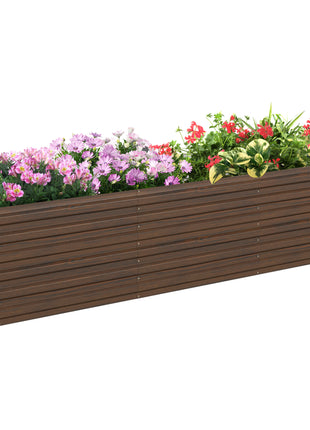 8x2x2ft Galvanized Raised Garden Bed Kit with Safety Edging for Flowers, Herbs and Vegetables, Dark Brown
