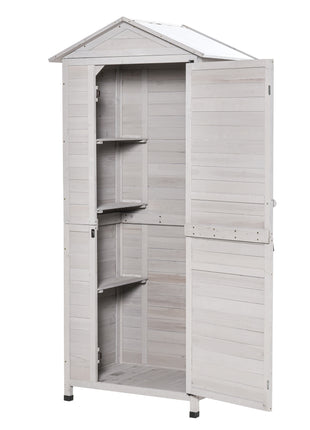 Wooden Garden Cabinet 4-Tier Storage Shed Lockable Organizer w/ Foot Pad Handle