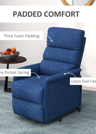 Power Lift Chair for Seniors, Electric Lift Recliner Chair with Remote Control, Side Pockets for Living Room, Dark Blue