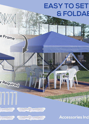 10' x 10' Pop Up Canopy Tent, Tents for Parties with Wheeled Carry Bag, Screen House Room, Height Adjustable Portable Gazebo, for Outdoor, Garden, Patio, Blue