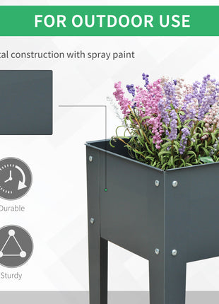 Metal Raised Garden Bed, Elevated Planter Box with Legs and Drain Holes, 39" x 12" x 32", Dark Gray