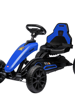 Kids Pedal Go Kart w/ Swing Axle, Shock-Absorbing Wheels, Blue
