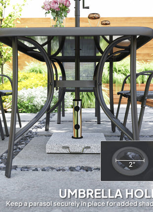 8 Pieces Patio Furniture Set with 9Ft Patio Umbrella, Outdoor Dining Table and Chairs, Mixed Gray
