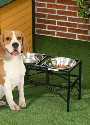 Elevated Dog Bowls, Double Stainless Steel Heavy Duty Dog Food Bowl Elevated Pet Feeding Station, 14" H
