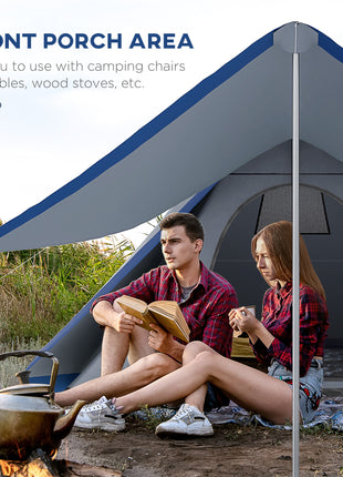 15.4'x15.4'x8.5' Teepee Tent, Waterproof Camping Tent with Porch Area, Floor and Carry Bag, for 2-3 Person Outdoor Backpacking Camping Hiking, Blue