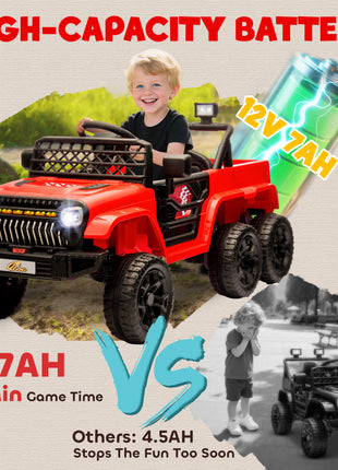 12V 4x4 Kids Electric Car w/ 2WD/4WD Switchable, Remote Control, Spring Suspension System, Back Trailer, Red