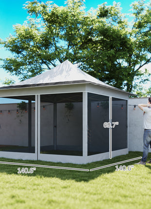 12 x 12 ft. Canopy Tent with Mesh Netting, UPF50+ Pop Up Tent with Carry Bag for Garden, Patio, Light Gray