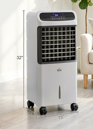 3-In-1 Ice Cooling Fan, Mobile Evaporative Air Cooler with Remote, Timer, Oscillating for Home Office, Bedroom, Gray