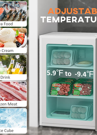 Upright Freezer, 3 Cu Ft Small Freezer with Reversible Single Door, Adjustable Thermostat for Home, Apartment, White
