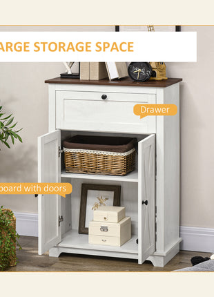 Farmhouse Sideboard Storage Cabinet with Doors and Drawer for Kitchen, Living room, 23.5"x11.75"x34.5", White