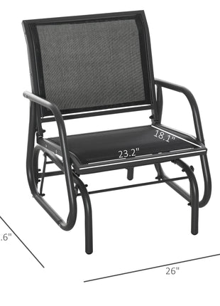 Outdoor Glider Chair, Steel Swing Chai with Curved Armrests for Porch, Garden, Poolside, Balcony, Black