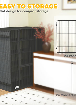 Dog Playpen for Indoor Outdoor, 24 Panels 39" H Puppy Playpen with Lockable Door, DIY Shape Pet Exercise Fence, Gray