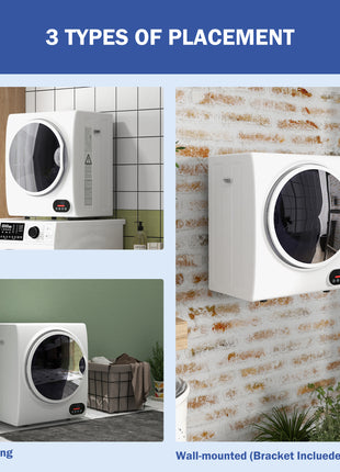 1.5 cu.ft Portable Compact Clothes Laundry Dryer with Intelligent Drying for Apartments Dorms RVs, 850W, White
