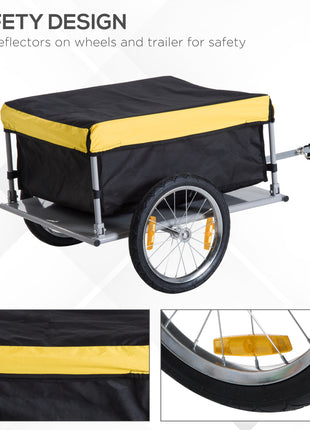Bicycle Cargo Trailer, Two-Wheel Bike Luggage Wagon Trailer with Removable Cover, Fits 20" - 26" Bicycle Wheels, Yellow