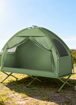 Camping Tent Cot, Single Person Folding Cot Combo, Off-Ground Tent, Covered Outdoor Bed with Carry Bag for Hiking, Camping