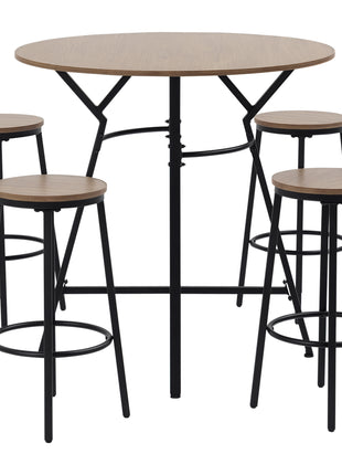 5-Piece Bar Table and Chairs Set, Space Saving Dining Table & 4 Stools