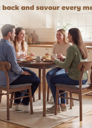 Set of 4 Dining Chairs, Upholstered Dining Room Chairs with Rubberwood Legs and Padded Seat for Kitchen, Gray
