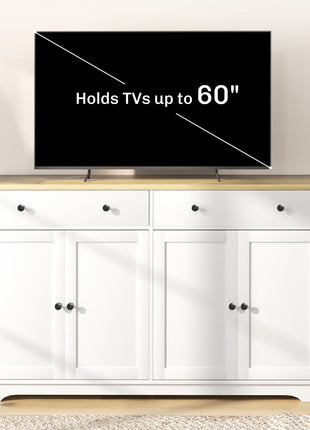 Modern Sideboard, Buffet Cabinet with Storage Drawers, Adjustable Shelves for Living Room, Dining Room, Entryway, White