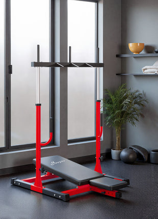 Vertical Leg Press Machine with Adjustable Leg, Back, and Head Positions, 1" Standard Plate Compatible, Red