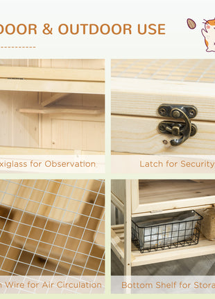 5-Tier Wooden Hamster Cage Mice Habitat Rat Habitat with Openable Top, Front Door and Storage Shelf