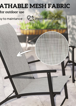 Set of 2 Outdoor Dining Chairs with High Back, Armrests, Folding Patio Chairs for Patio, Lawn, Camping, Gray