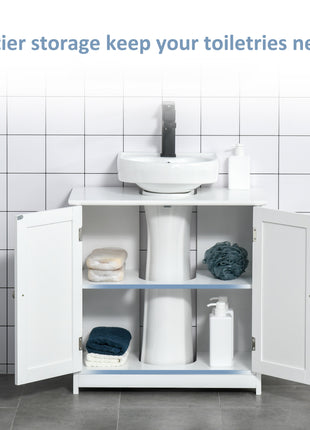 Bathroom Vanities, Bathroom Sink Cabinets with U-Shape Cut-Out and Adjustable Internal Shelf, White