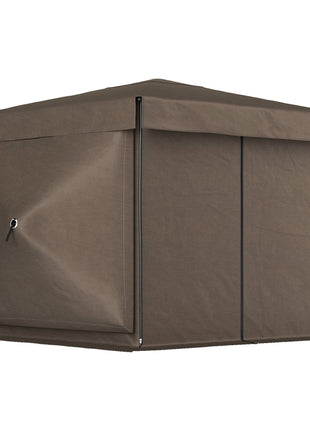 12' x 12' Hexagonal Pop Up Gazebo Canopy Tent with 5 Sidewalls, Outdoor Canopy Shelter with Carry Bag, Brown