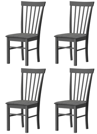 Wooden Dining Chairs Set of 4, Farmhouse Upholstered Kitchen Chairs with Rubber Wood Frame, Black and Gray