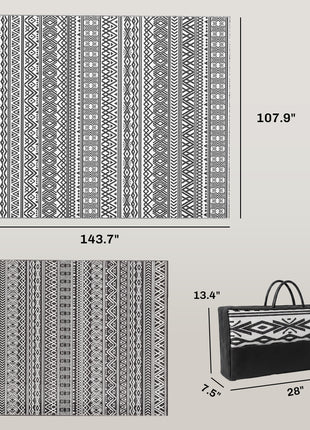 Outdoor Rug Carpet with USB Lights Reversible Patio Rug with Carry Bag for Camping 12' x 9'