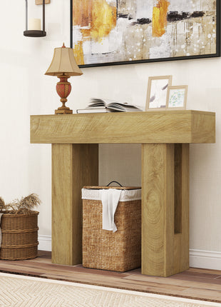 42 Inch Console Table, Sofa Table Behind the Couch with Thickened Tabletop for Living Room, Hallway, Entrance, Oak