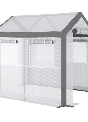 Outdoor Walk-In Tunnel Greenhouse with Roll-up Windows, Zippered Mesh Door, & Weather Cover,  8' x 6' x 7.4'