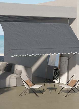 11.5' x 4' Manual Retractable Awning, Non-Screw Patio Awning, UV Resistant for Window or Door, Dark Gray
