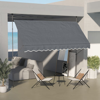 11.5' x 4' Manual Retractable Awning, Non-Screw Patio Awning, UV Resistant for Window or Door, Dark Gray