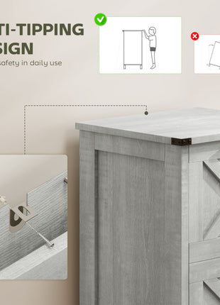 Vertical File Cabinet with 2 Drawers, Rustic Farmhouse Office Storage Cabinet for A4, Letter Size, Distressed Light Gray
