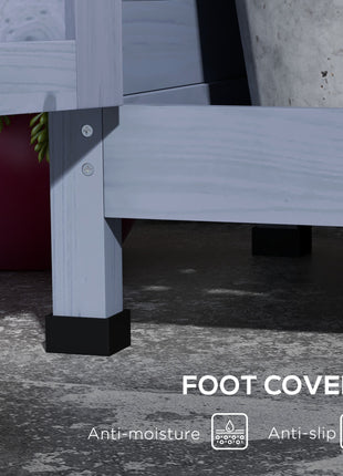 Wooden Potting Bench with Storage, Aluminum Tabletop for Backyard, Patio, Balcony, Gray