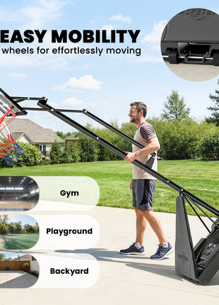 Portable Basketball Hoop Outdoor, 8-10ft Adjustable Basketball Goal, 47 Inch Shatterproof Backboard, Hand-Crank Lift
