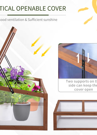 Wooden Cold Frame Greenhouse, Mini Greenhouse with Polycarbonate Board and Solid Wood Frame, Green House Cold Frame